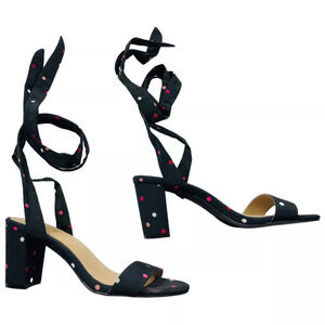 NWT Torrid Womens Polka Dot Wrap Block Heels Peep Toe Sandals Multicolor 9.5